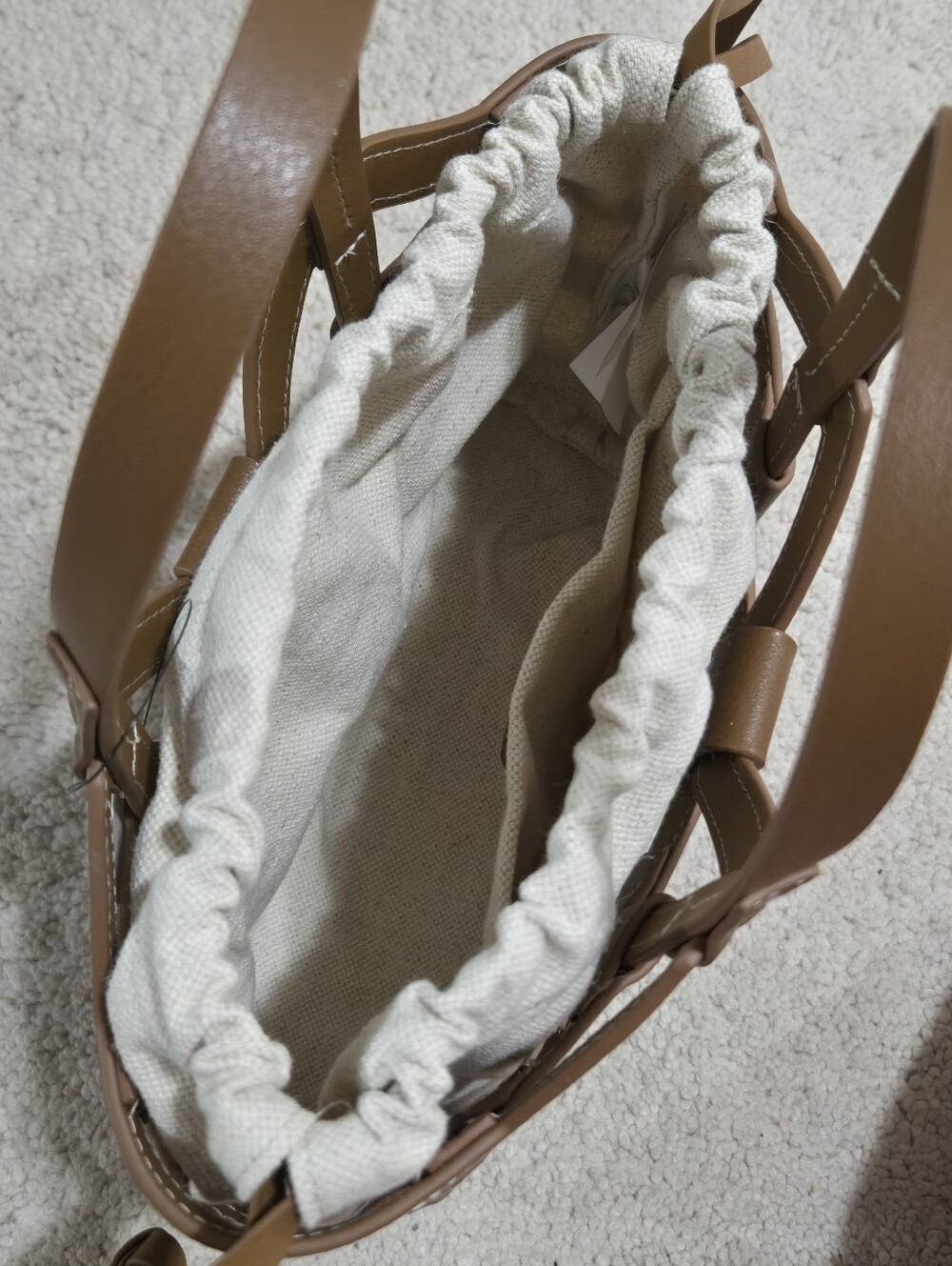H&M Light Brown/beige Drawstring Detail Tote Bag - Picture 8 of 11